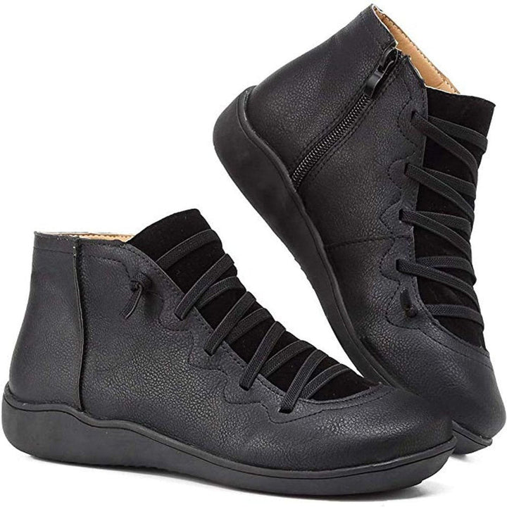 Bottines à Lacets et Zip Latéral Femme