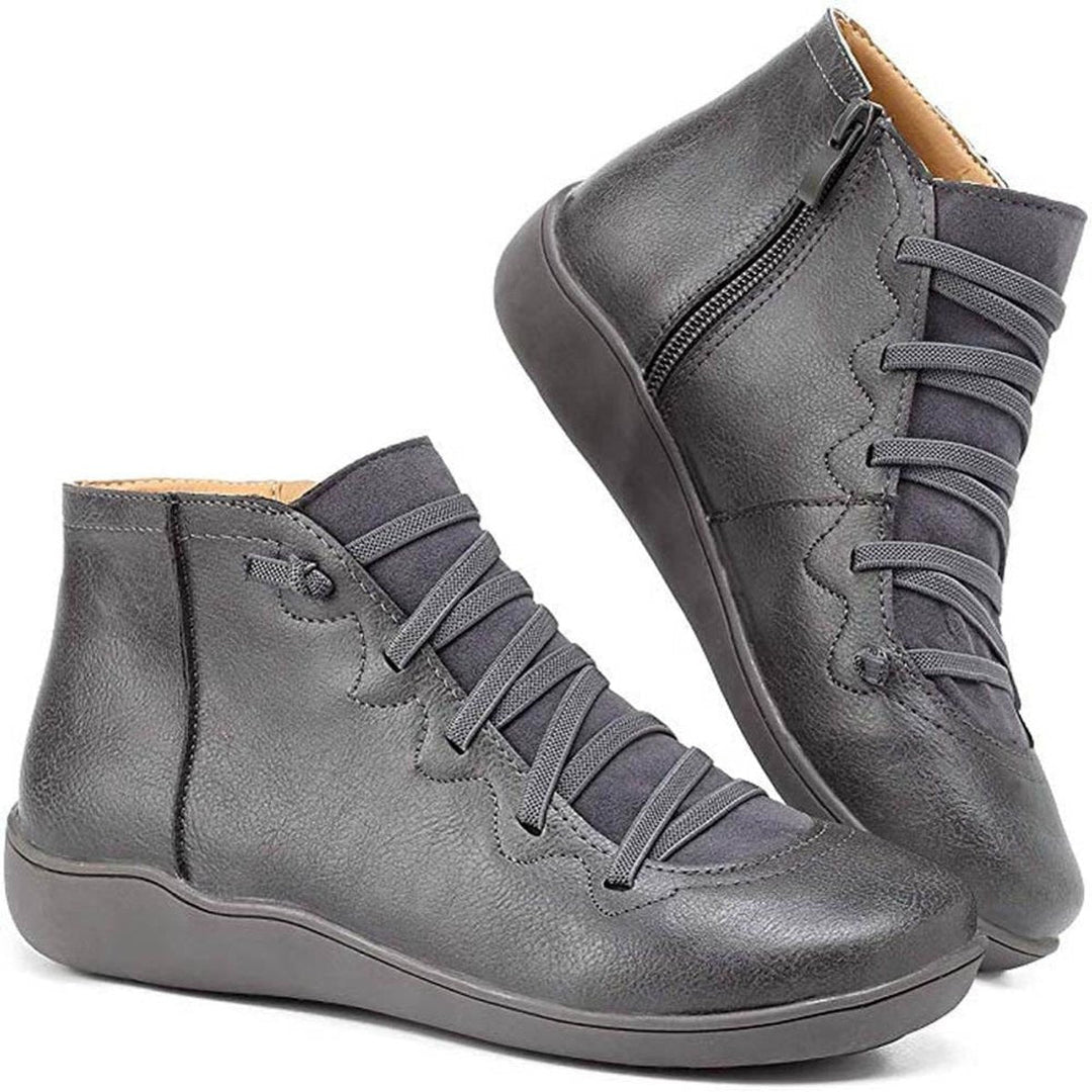 Bottines à Lacets et Zip Latéral Femme