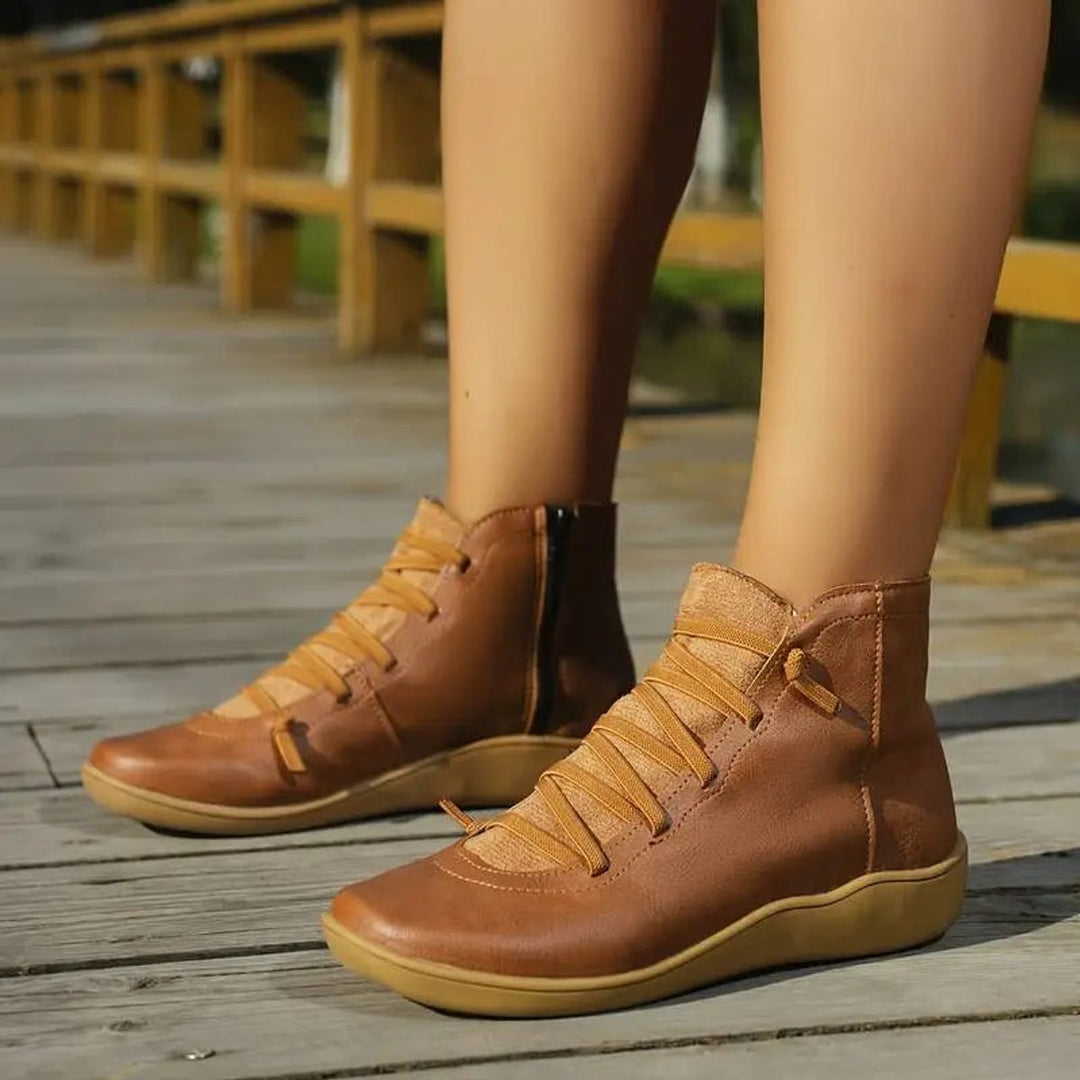 Bottines à Lacets et Zip Latéral Femme