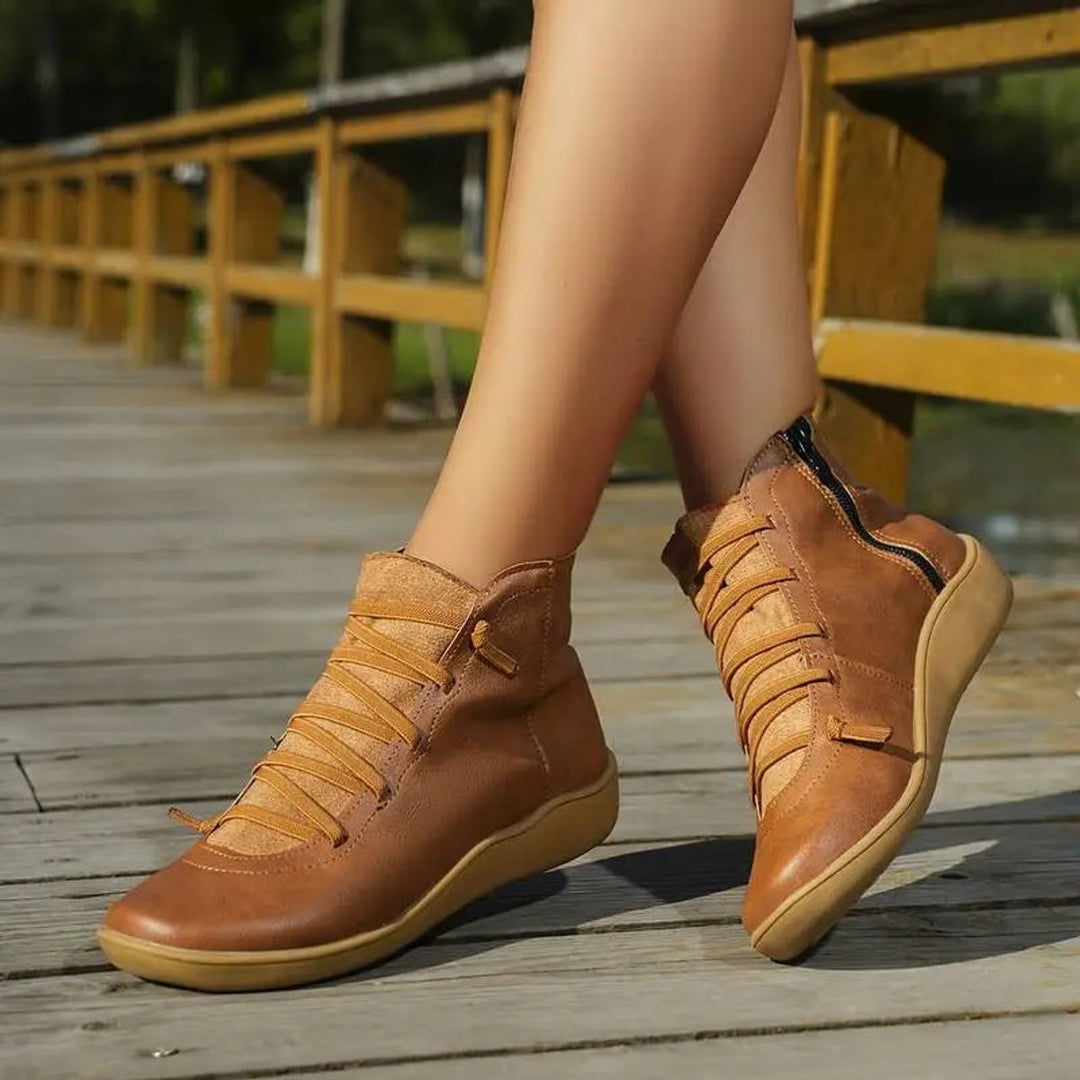 Bottines à Lacets et Zip Latéral Femme