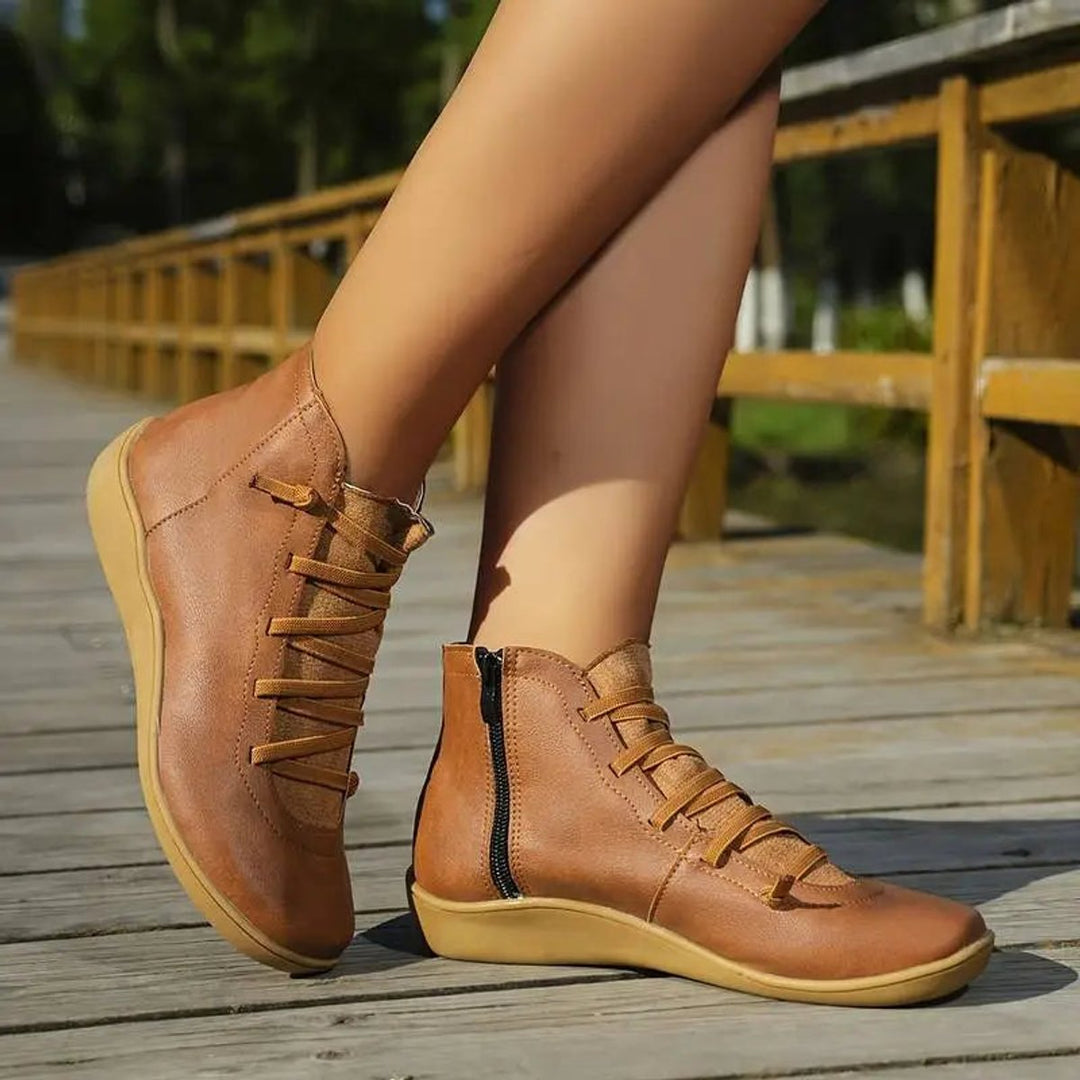 Bottines à Lacets et Zip Latéral Femme