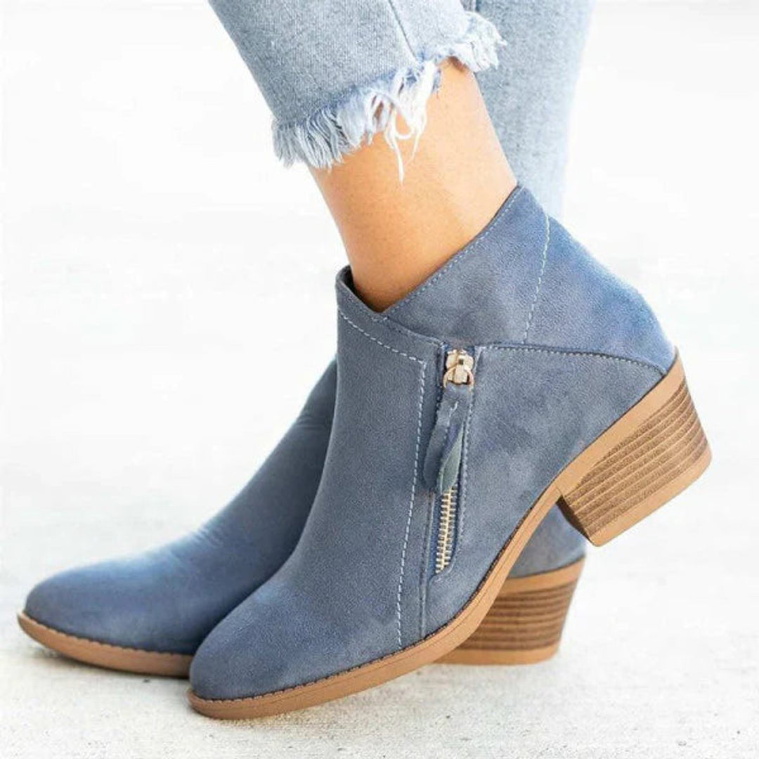 Bottines à Talon Bloc et Zip Femme