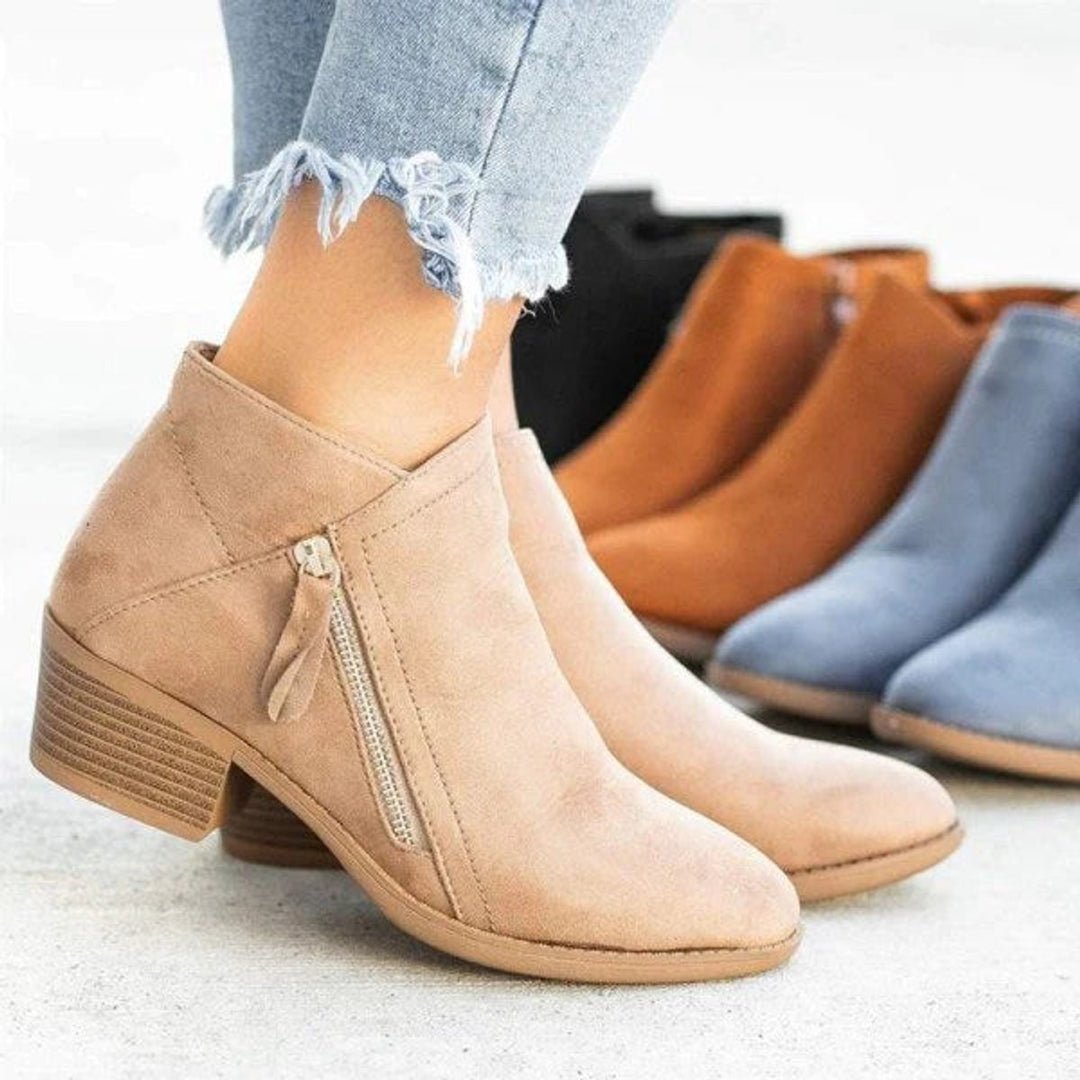 Bottines à Talon Bloc et Zip Femme