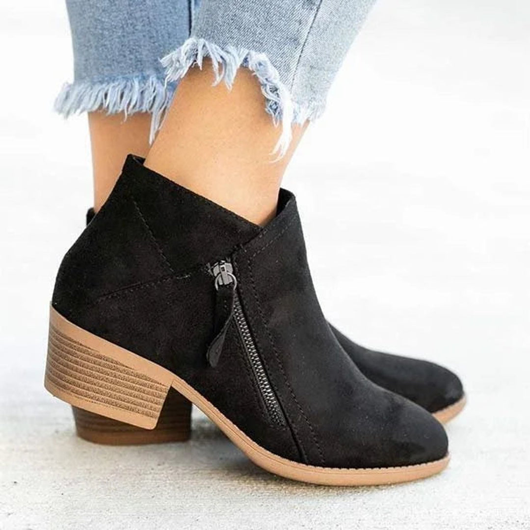 Bottines à Talon Bloc et Zip Femme