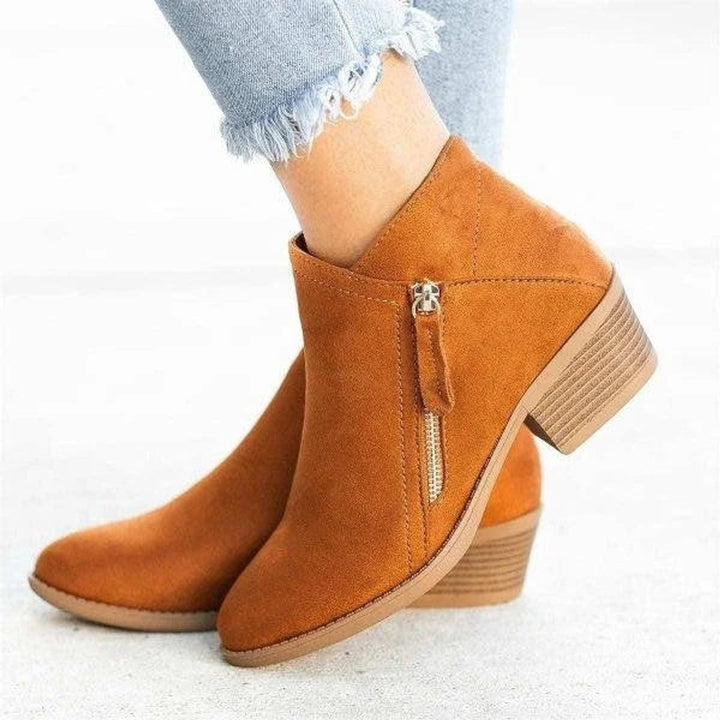 Bottines à Talon Bloc et Zip Femme