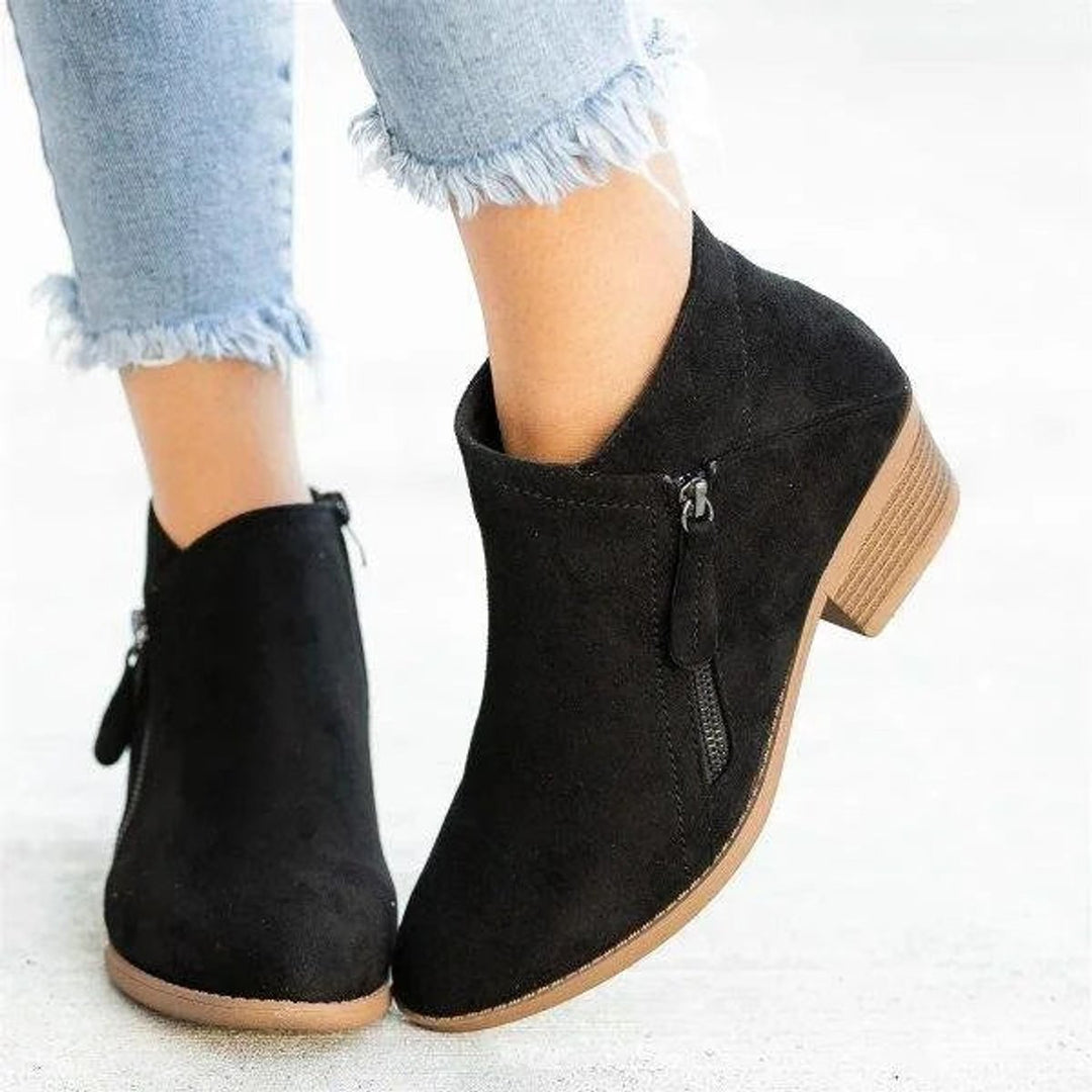Bottines à Talon Bloc et Zip Femme