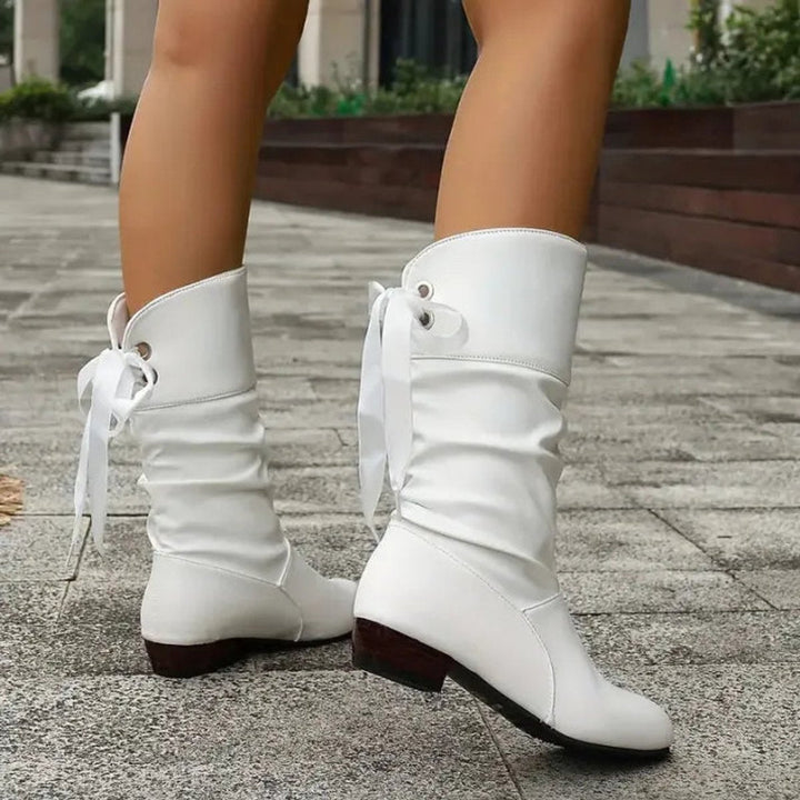 Bottines Plissées à Talon Bloc Femme