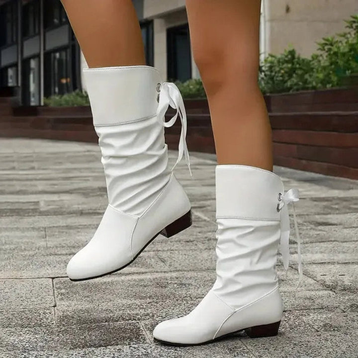 Bottines Plissées à Talon Bloc Femme