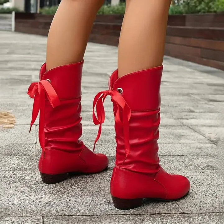 Bottines Plissées à Talon Bloc Femme