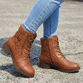 Bottines Matelassées à Lacets et Zip Femme