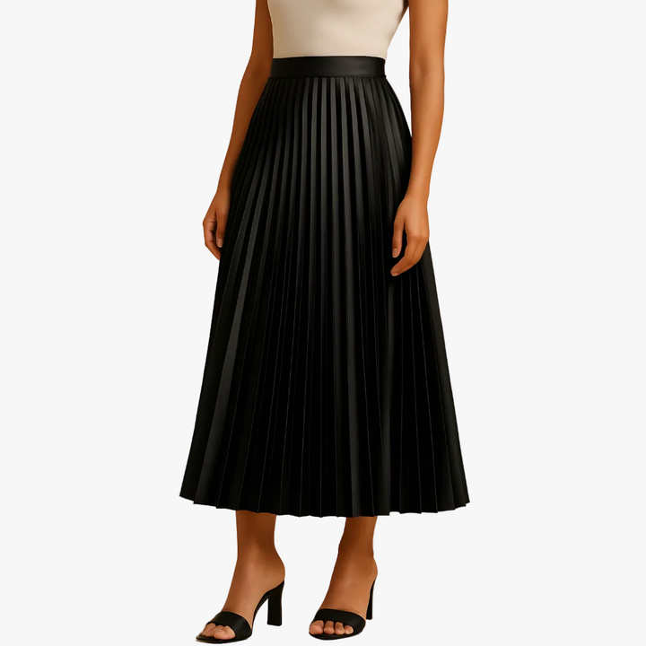Jupe Midi Plissée Taille Haute Femme