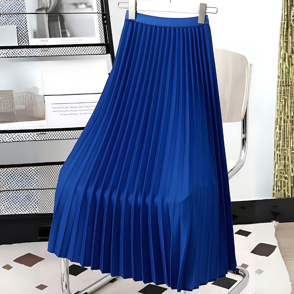 Jupe Midi Plissée Taille Haute Femme