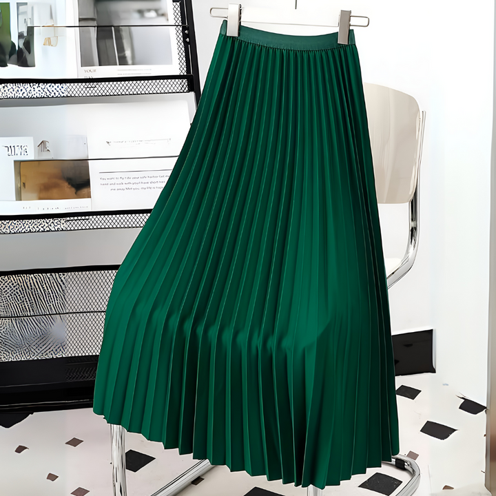 Jupe Midi Plissée Taille Haute Femme