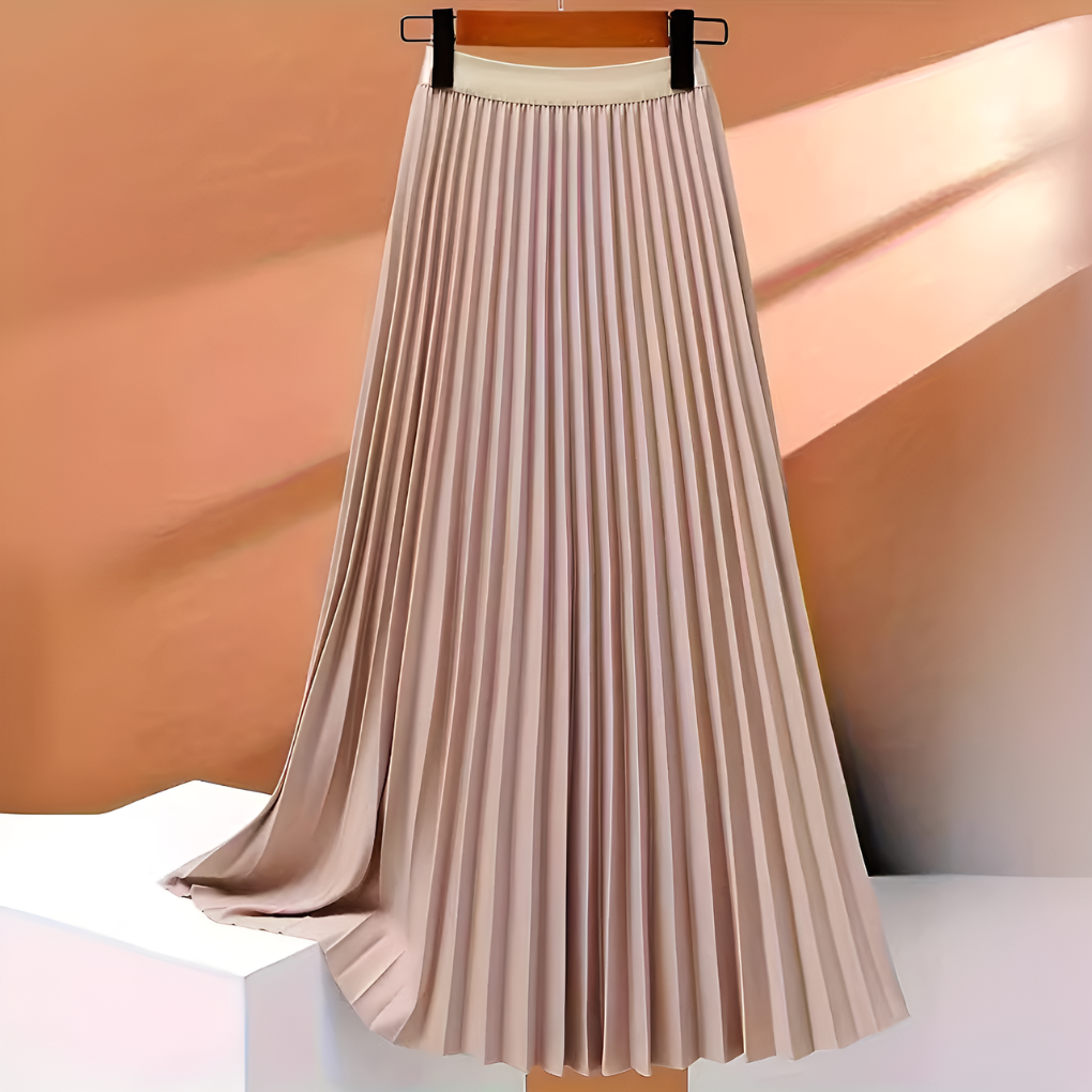 Jupe Midi Plissée Taille Haute Femme