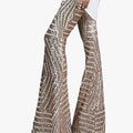 Women's High-Waisted Sequin Flare Trousers