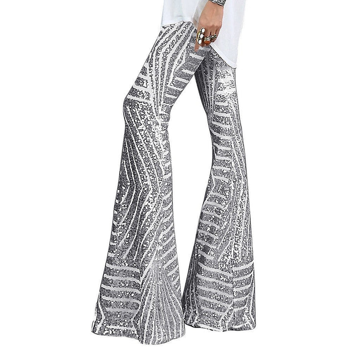 Pantalon Flare à Sequins Taille Haute Femme
