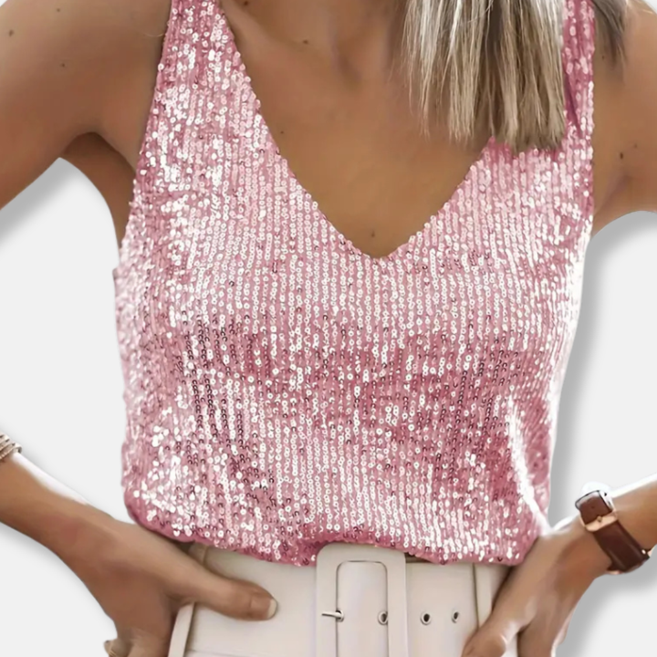 Débardeur à Sequins Col V Femme
