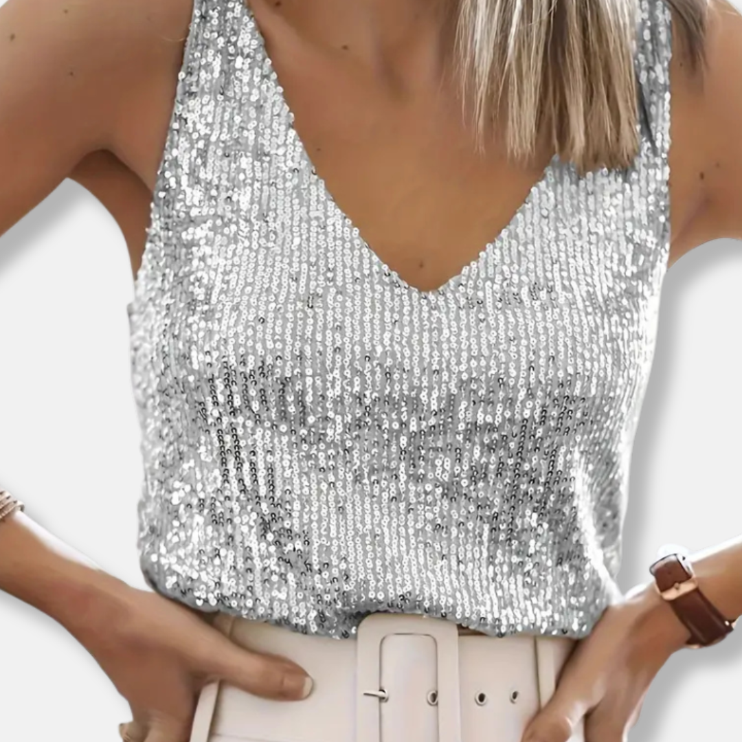 Débardeur à Sequins Col V Femme