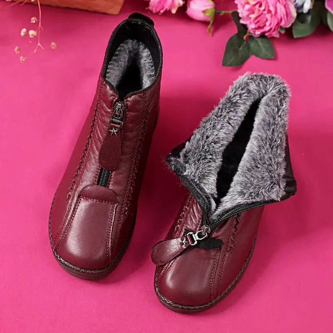 Bottines Zippées à Détails Texturés Femme
