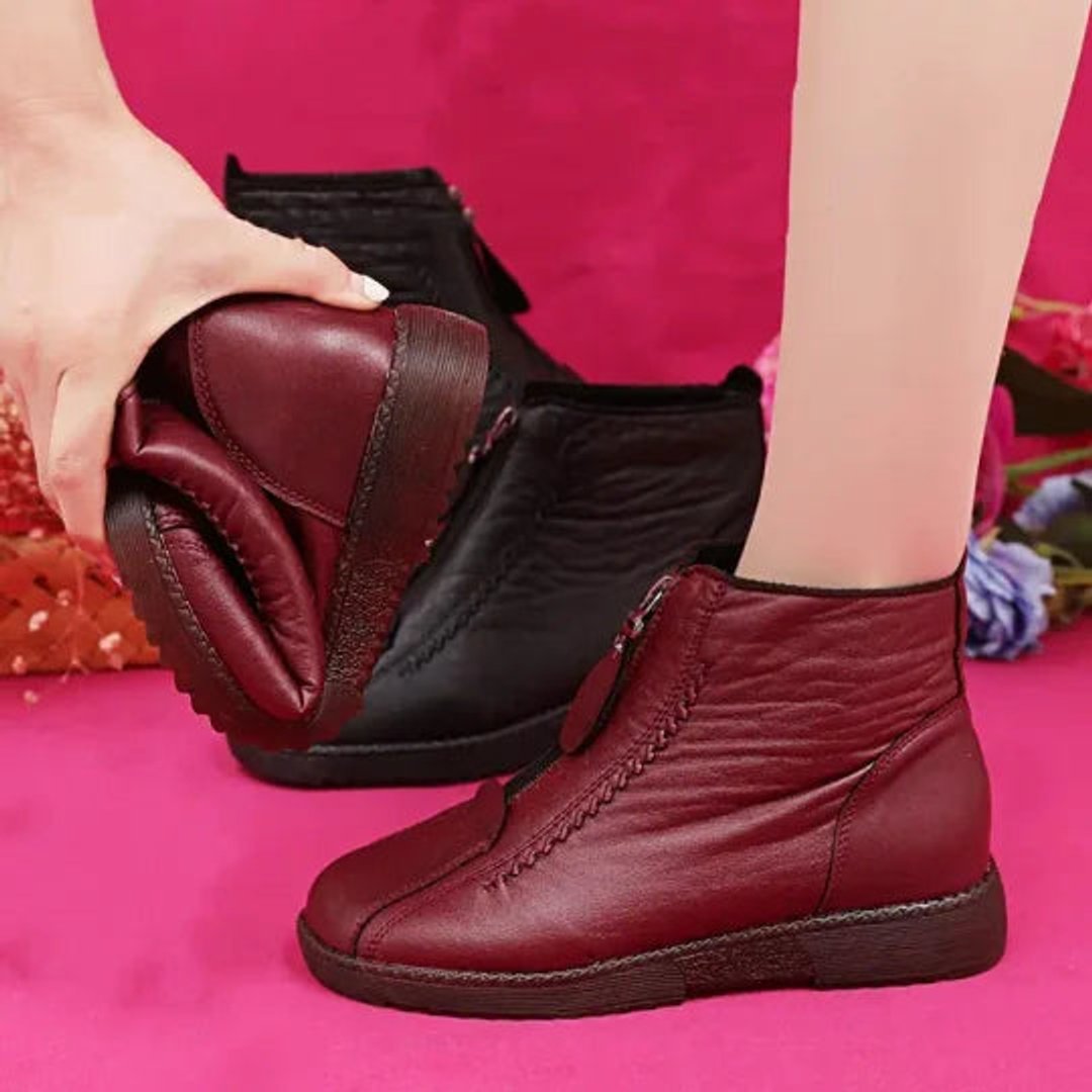 Bottines Zippées à Détails Texturés Femme