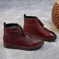 Bottines Zippées à Détails Texturés Femme