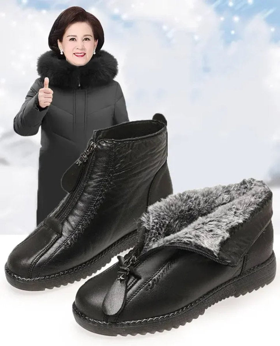 Bottines Zippées à Détails Texturés Femme