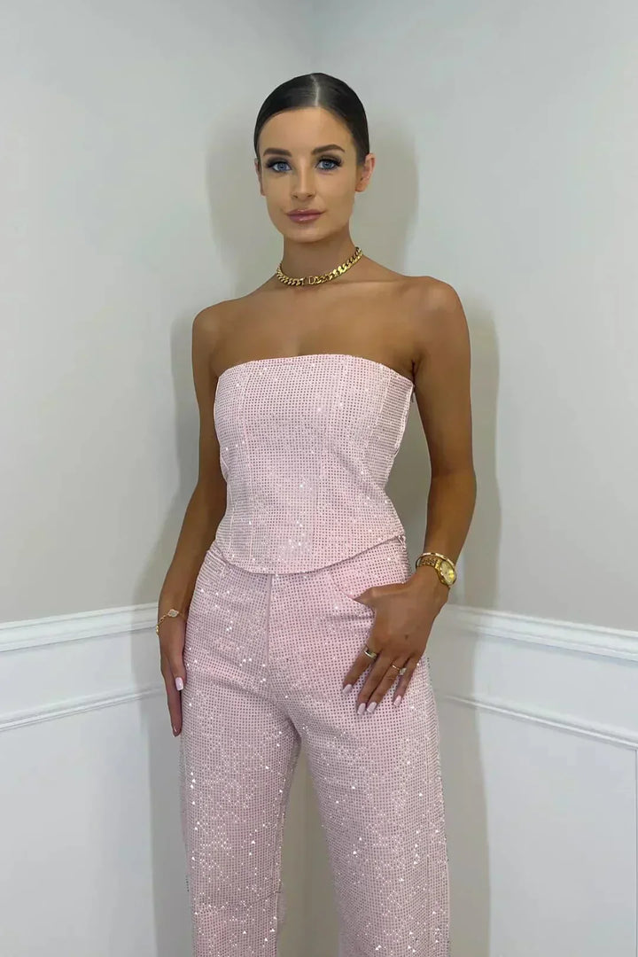 Combinaison Bustier à Sequins Femme