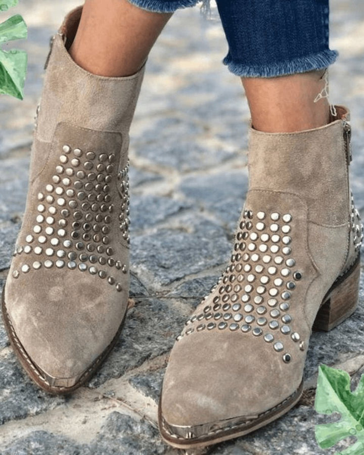 Bottines Cloutées à Talon Bloc Femme