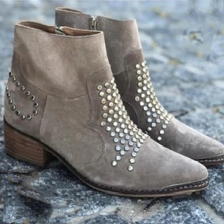Bottines Cloutées à Talon Bloc Femme