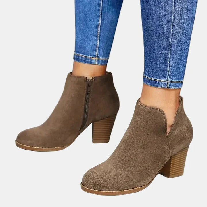 Bottines à Talon Bloc et Zip Femme