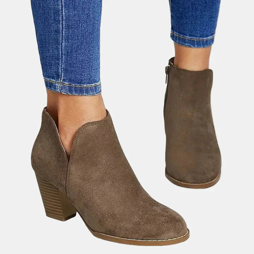 Bottines à Talon Bloc et Zip Femme