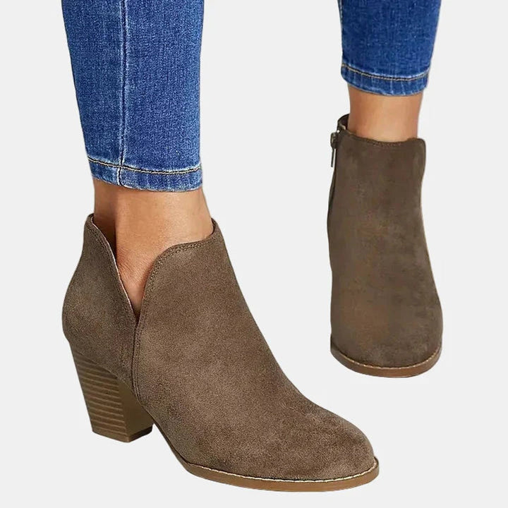 Bottines à Talon Bloc et Zip Femme