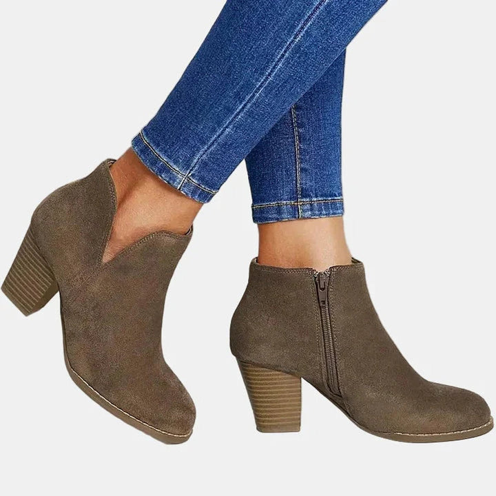 Bottines à Talon Bloc et Zip Femme