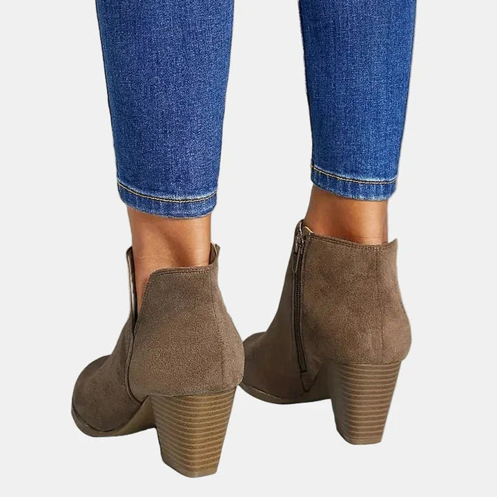 Bottines à Talon Bloc et Zip Femme