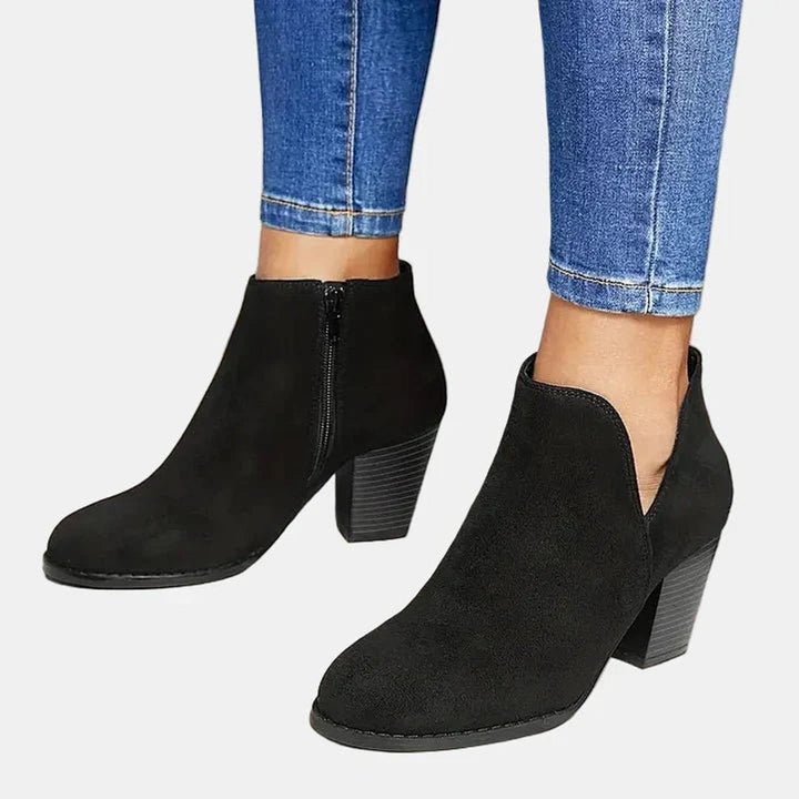 Bottines à Talon Bloc et Zip Femme