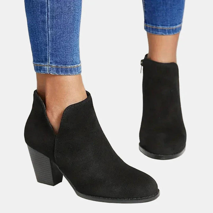 Bottines à Talon Bloc et Zip Femme
