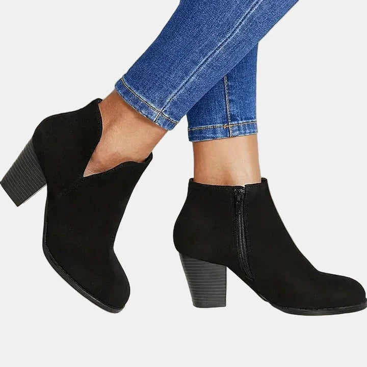 Bottines à Talon Bloc et Zip Femme
