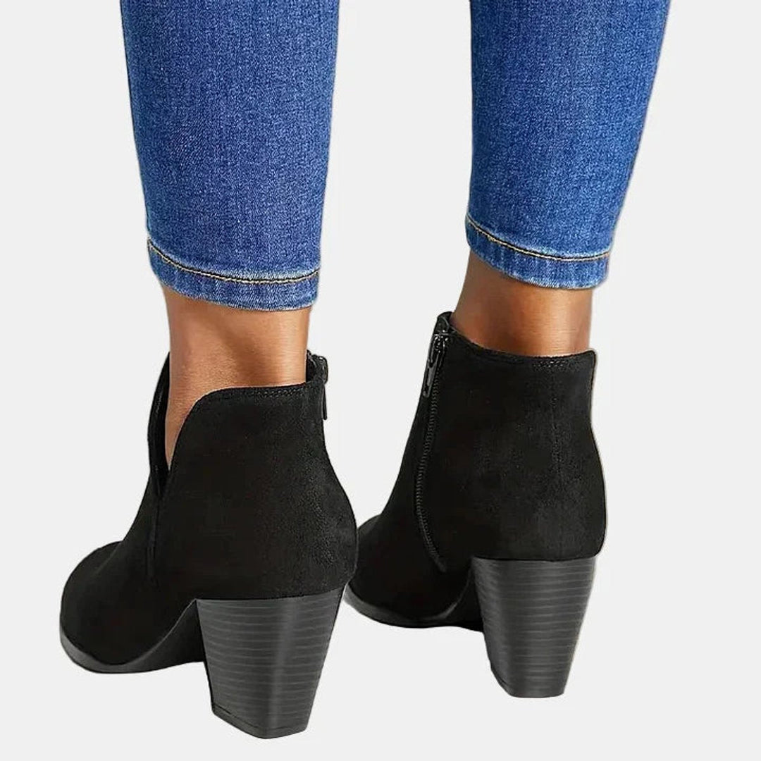 Bottines à Talon Bloc et Zip Femme