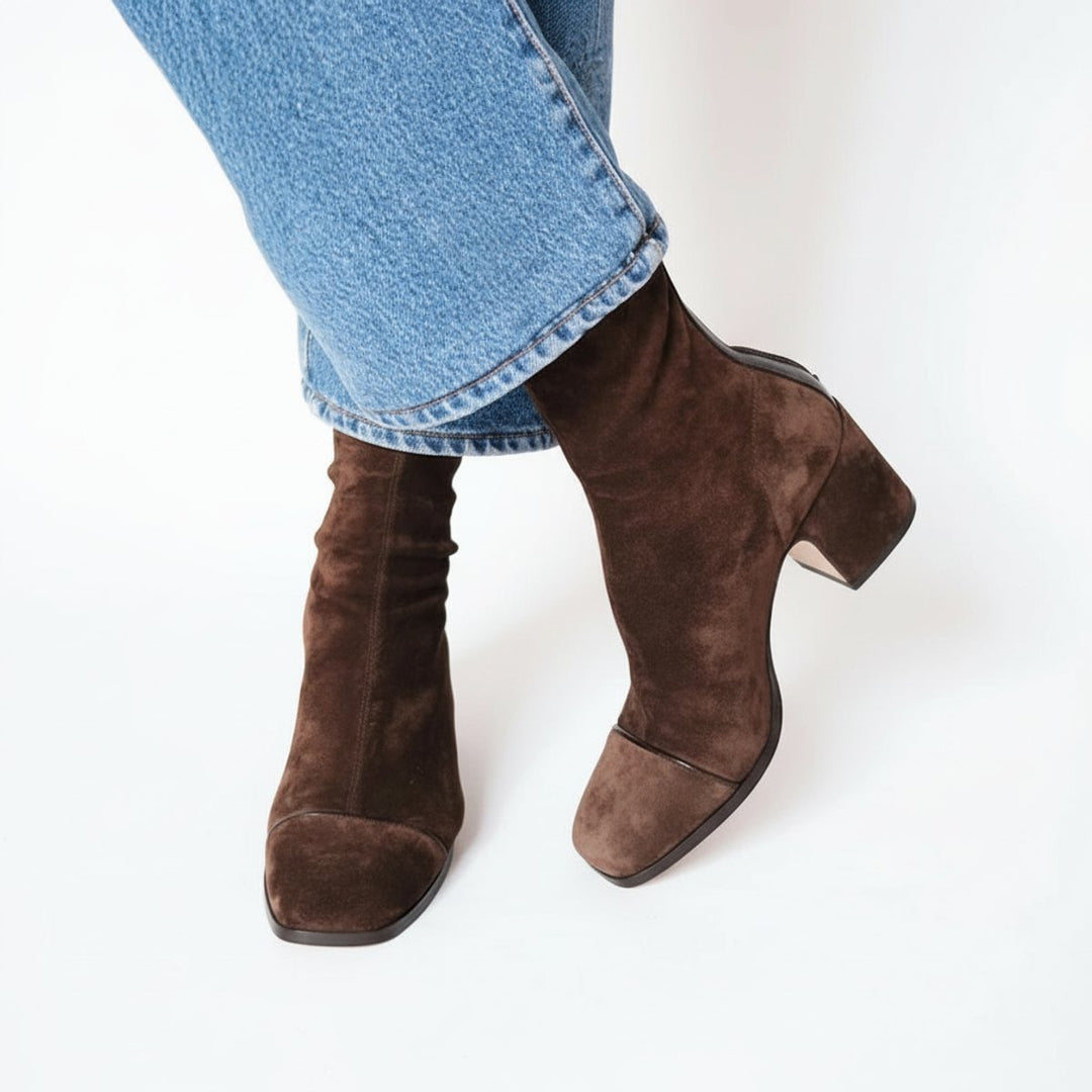 Bottines Bout Carré à Talon Bloc Femme