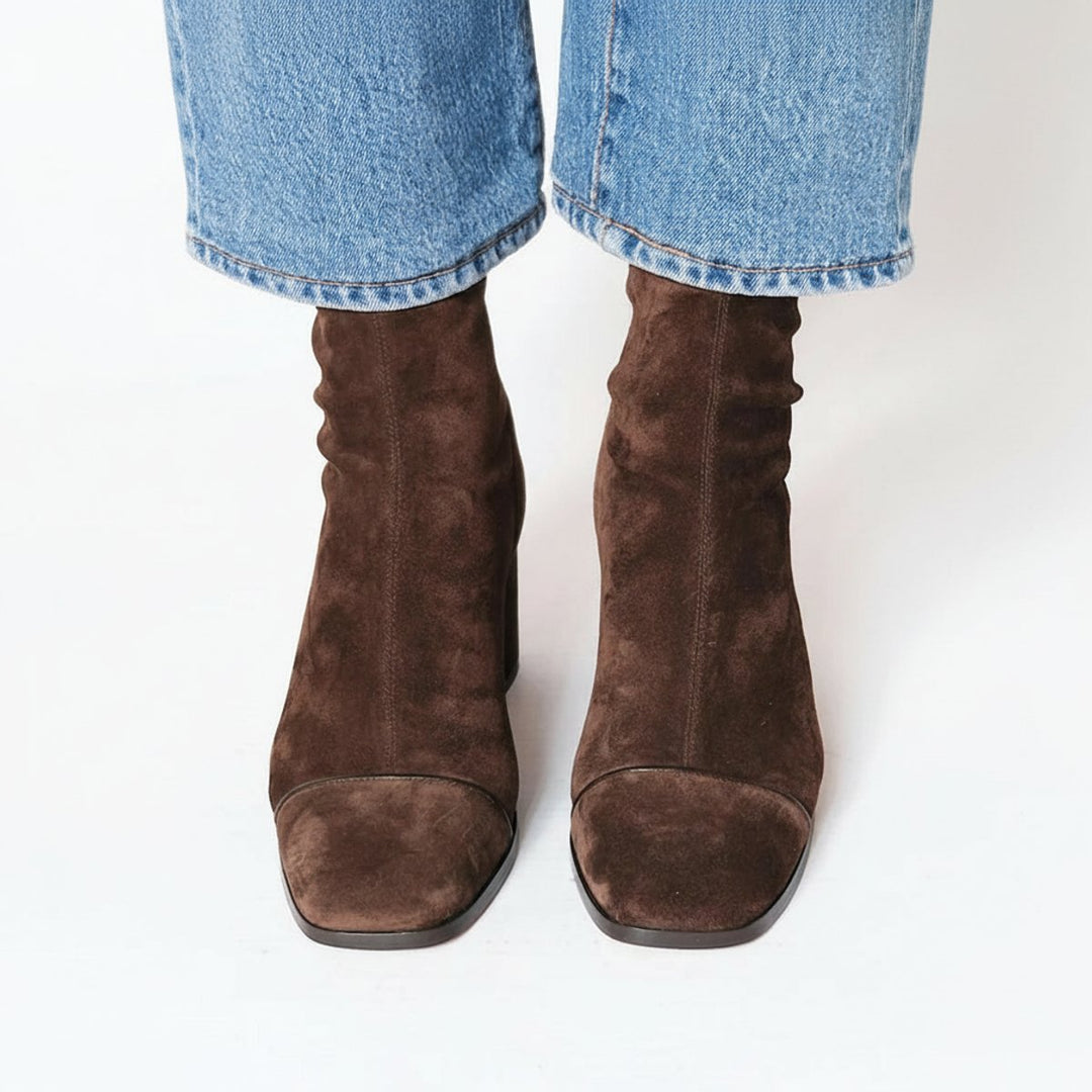Bottines Bout Carré à Talon Bloc Femme