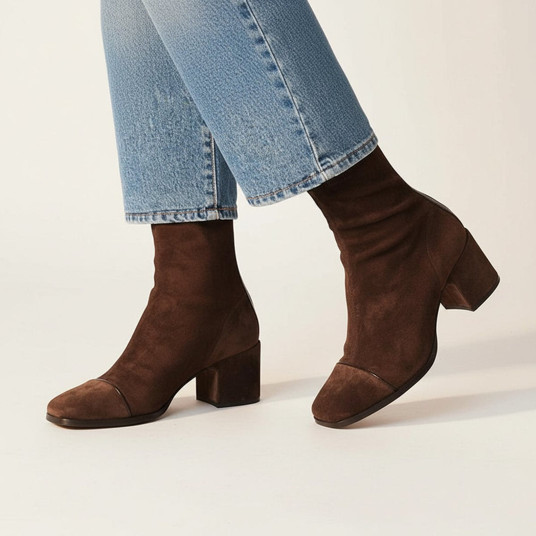 Bottines Bout Carré à Talon Bloc Femme