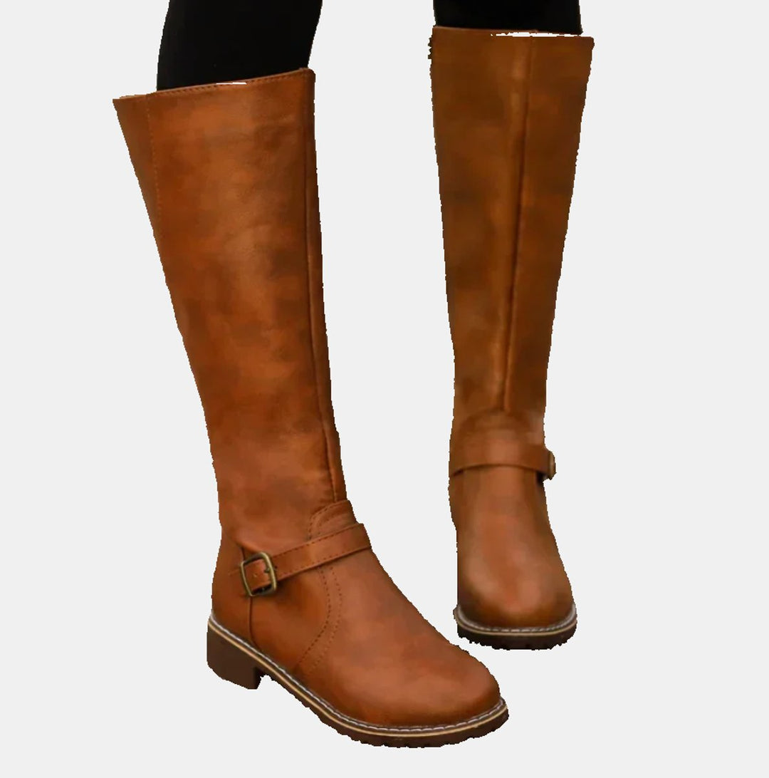 Bottes Hautes à Boucle et Talon Bas Femme
