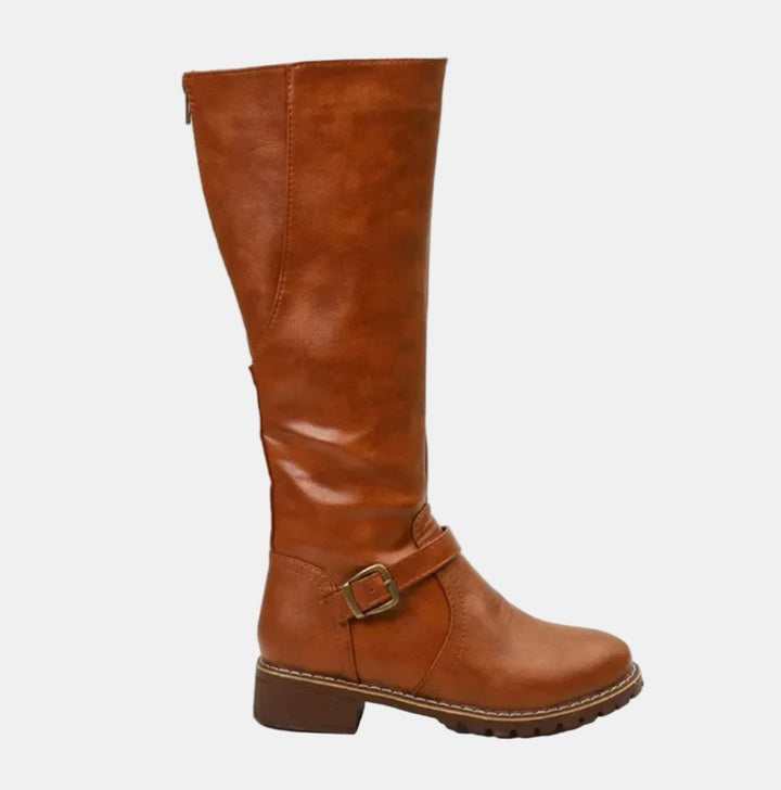 Bottes Hautes à Boucle et Talon Bas Femme