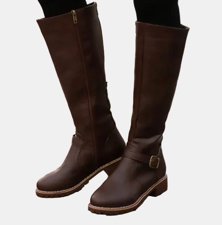 Bottes Hautes à Boucle et Talon Bas Femme