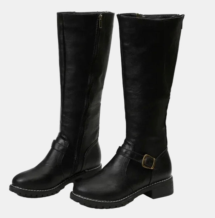 Bottes Hautes à Boucle et Talon Bas Femme