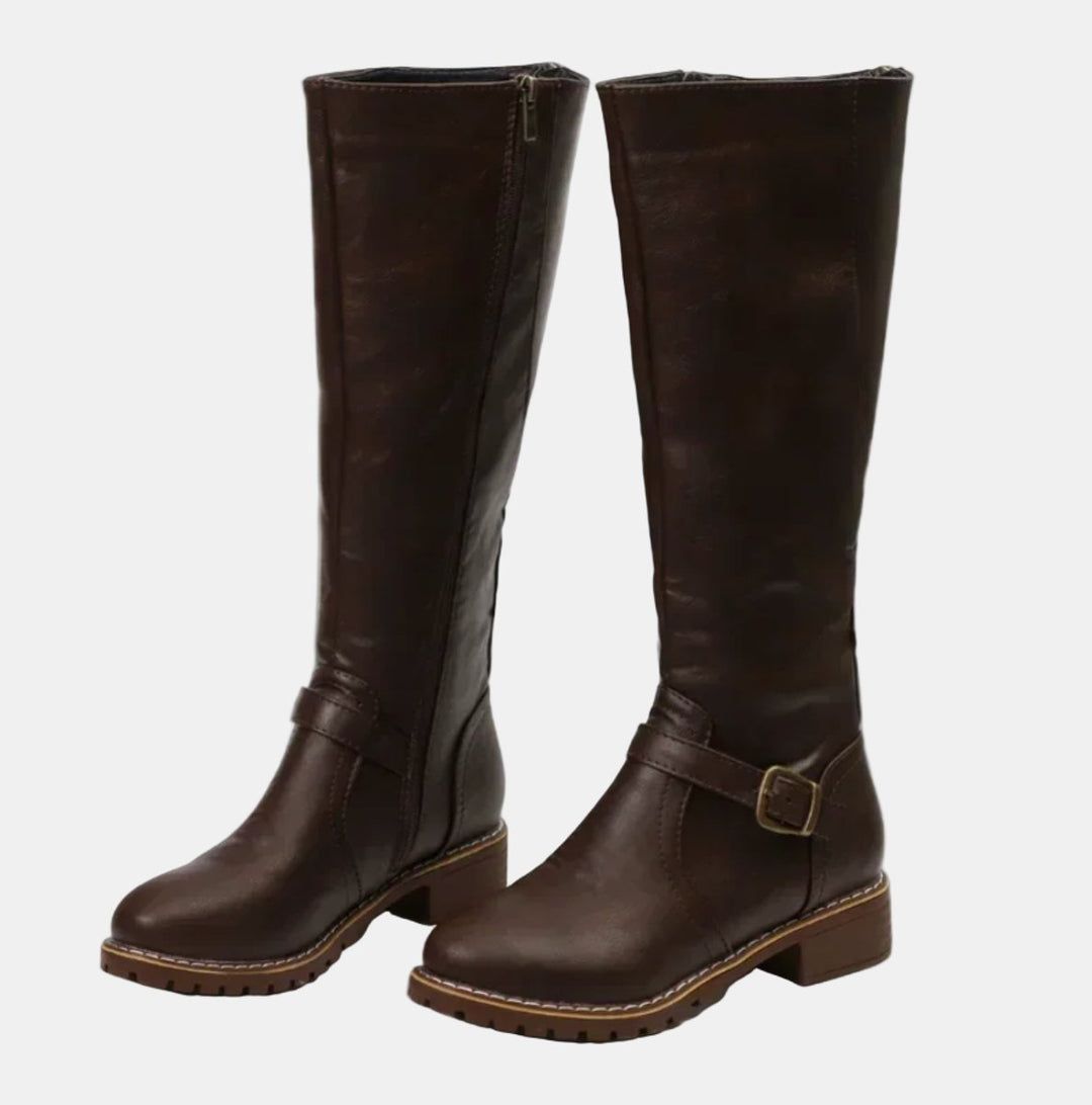 Bottes Hautes à Boucle et Talon Bas Femme