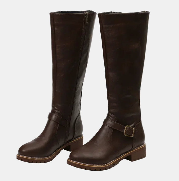Bottes Hautes à Boucle et Talon Bas Femme