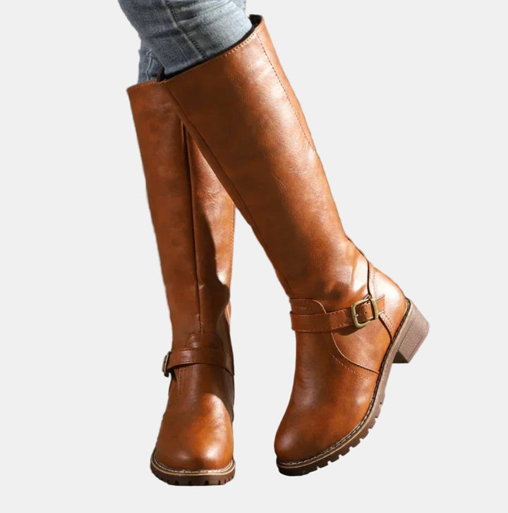 Bottes Hautes à Boucle et Talon Bas Femme