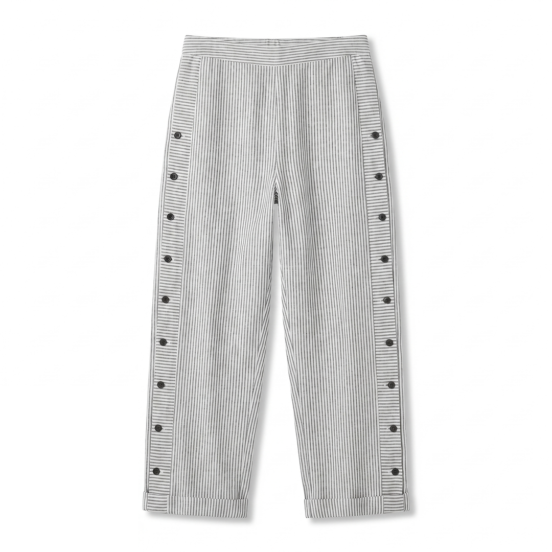Pantalon Rayé Boutons Femme