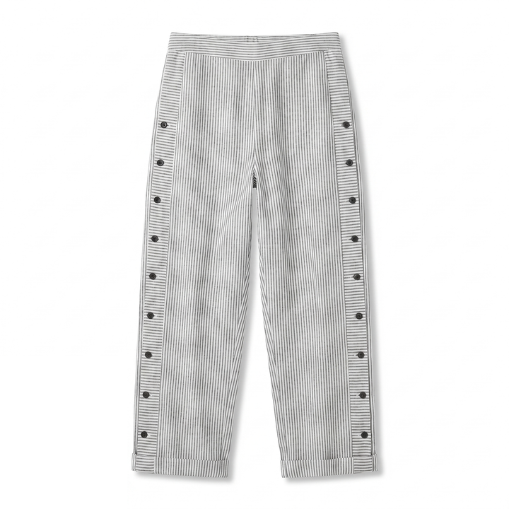 Pantalon Rayé Boutons Femme